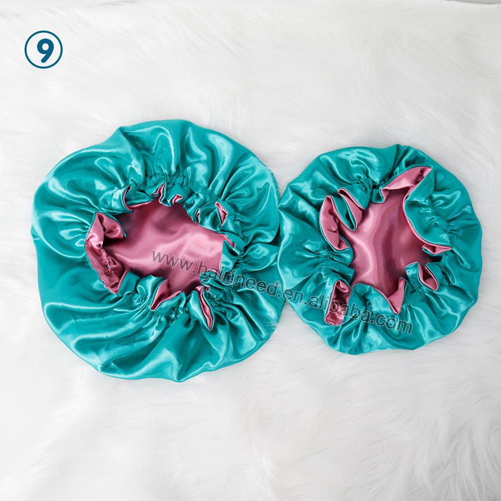 Hair Sleep Cap Women Solid Color Satin Bonnet Set Double Layer