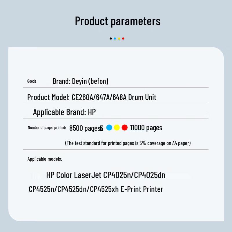 Befon Compatible HP CE260A 4-Color Toner Cartridge Set
