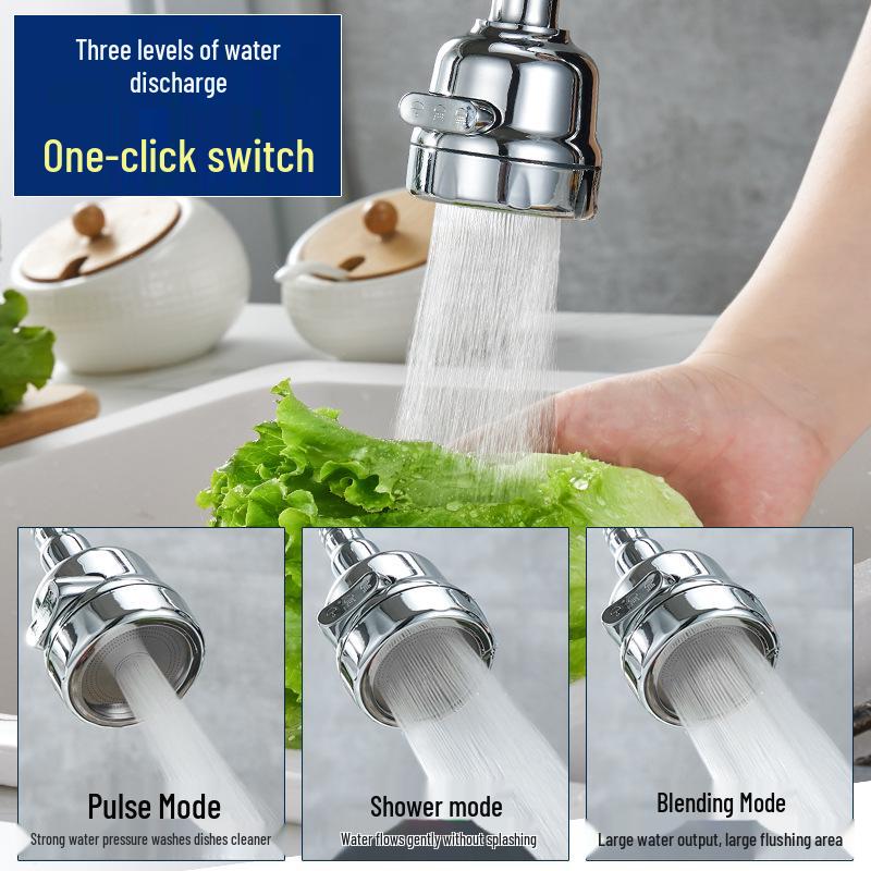 Universal Rotating Kitchen Faucet Aerator: Anti-Splash, Water-Saving, Sprayer Extender