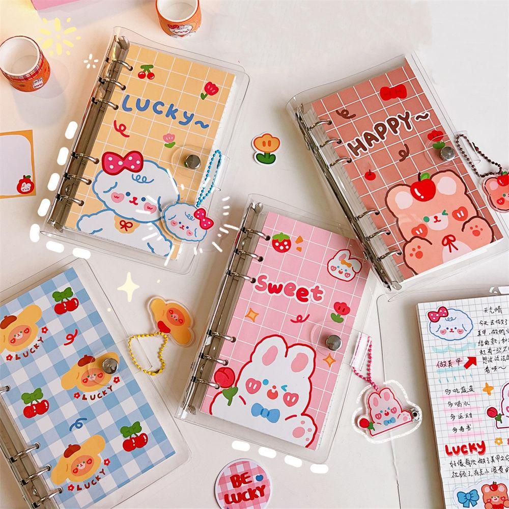 Transparent With Pendant A6 Size School Handbook Diary Journal Spiral Note Book Binder Notebook