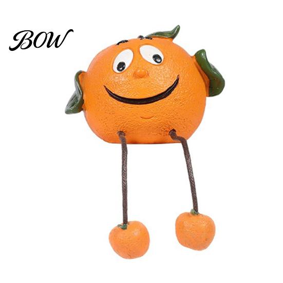 Whimsical Fruit Sculptures Resin Shelf Sitter Figurines with Flexible Dangling Legs, Hanging Edge Statues, Cute Character Desktop Ornaments