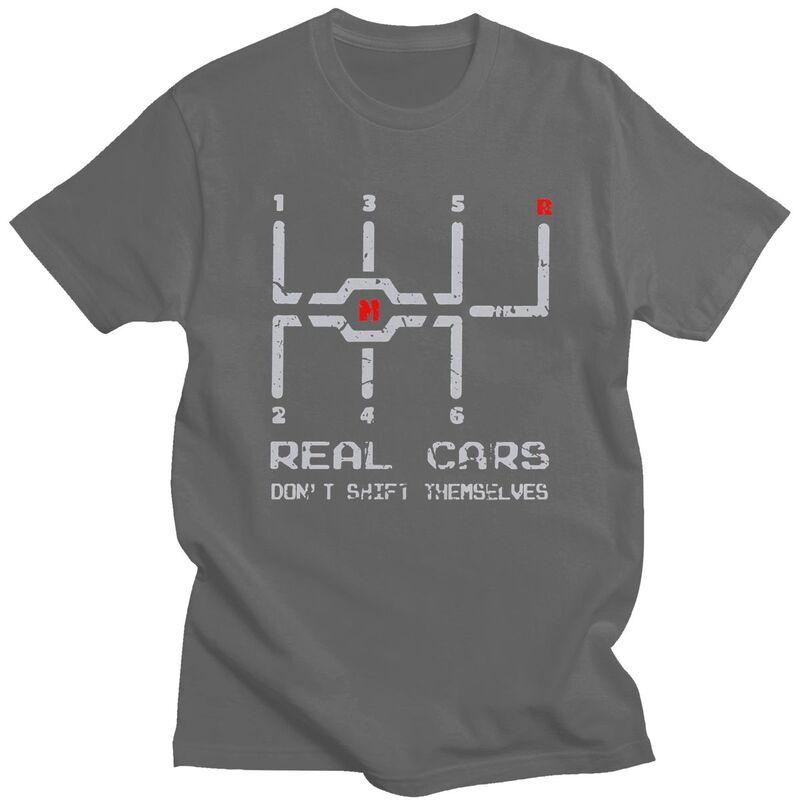 Real Cars Dont Shift Themselves Distressed Drifting T Shirt for Men Tshirt Streetwaer Short Sleeve Tee Shirt Clothing Gift