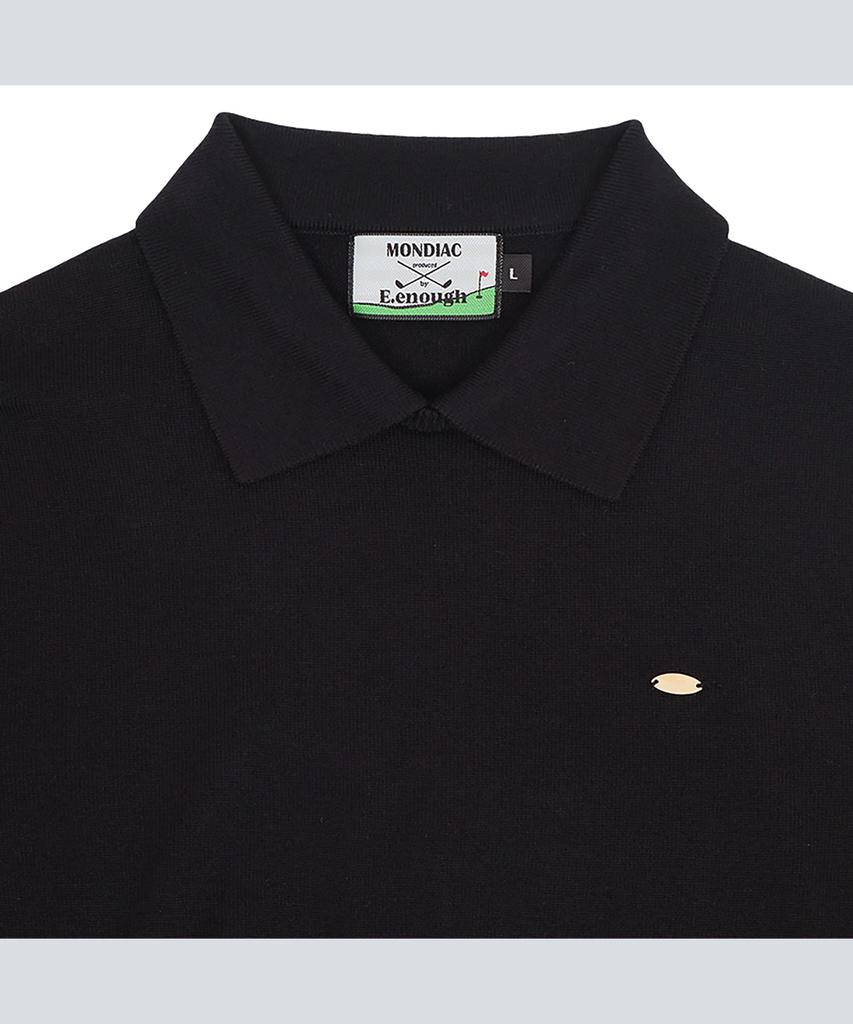 Mondiag [Mondiag X E.Enough] Men'S Merino Wool Round Collar Knit (Black Contrast)