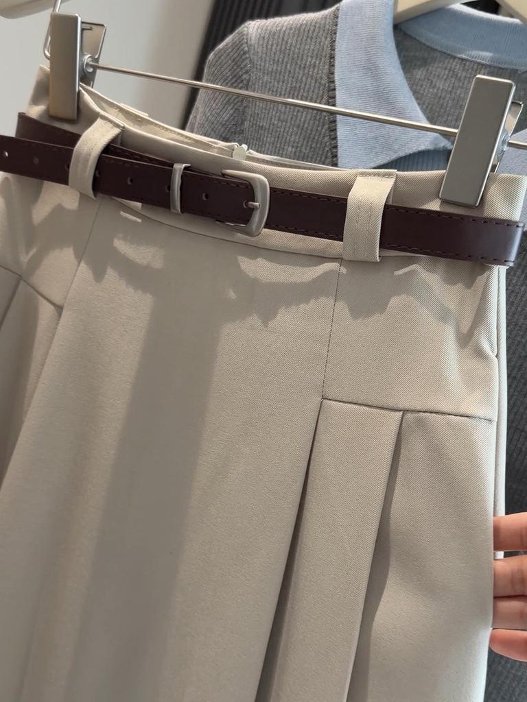 Korean Style Women's High Waist Pleated A-line Skirt for Spring/Summer