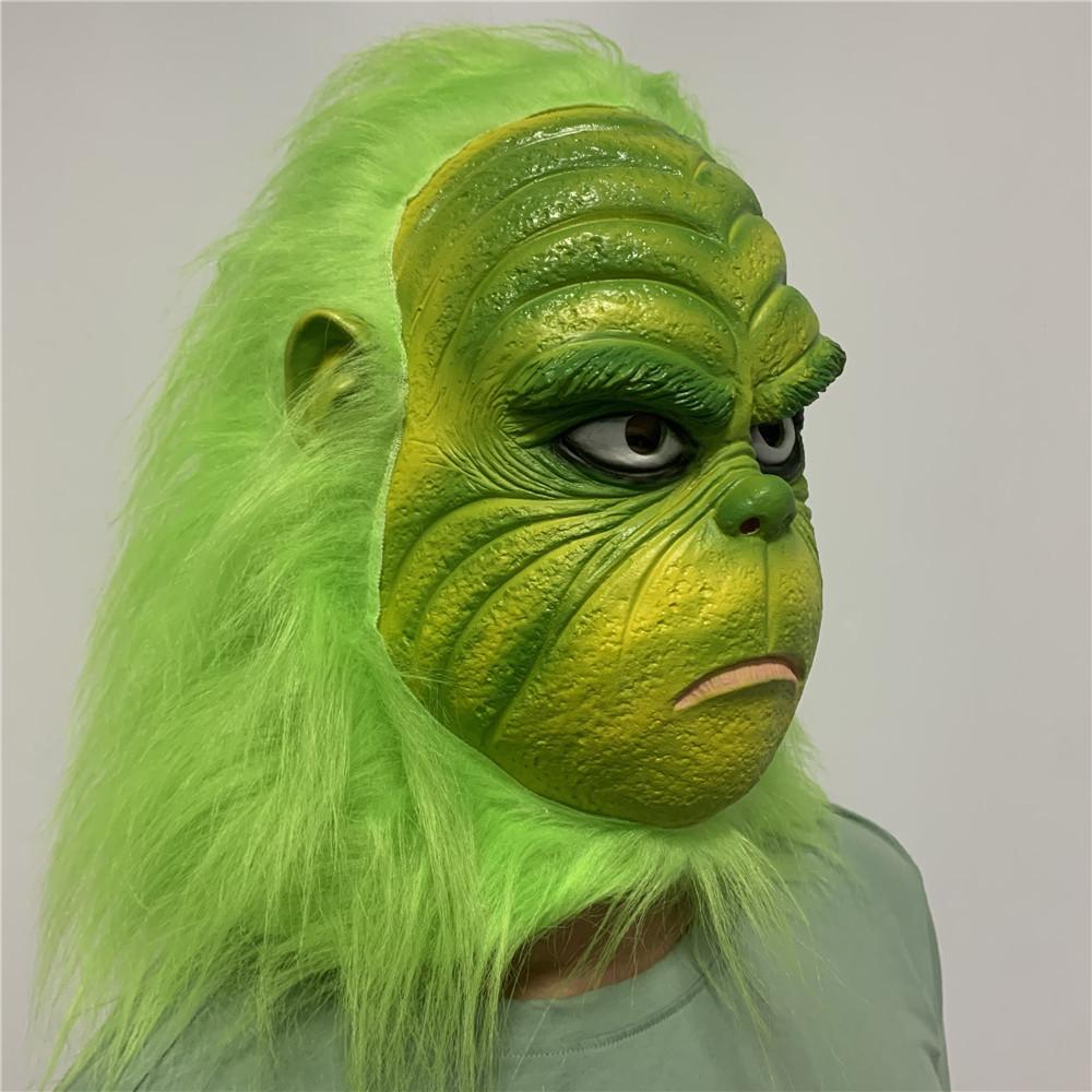 Christmas Thief Green Hair Mask Grinch Hood Mardi Grinch Mask
