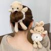 Cute Cartoon Little Bear Rabbit Plush Ponytail Hair Tie Rubber Bands Winter Headwear Hair Rope Plush Hair Circle Scrunchie