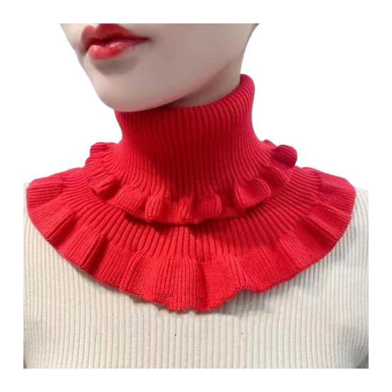 Women Fake Collar Double-Layered Ruffle Trim Autumn Winter False Collar Solid Color Detachable Collar Shirt Accessory