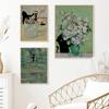 Black Cat Print Van Gogh Still Life Funny Gift Poster Wall Art Monet Water Lilies Bridge Canvas Painting Pictures Home Decor