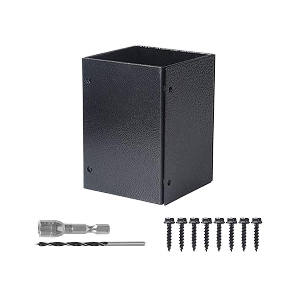 Mailbox Base Protector Deck Bracket Replacement Metal Cover Heavy Duty Leveling Feet Sturdy Deck Post Cover For Fence