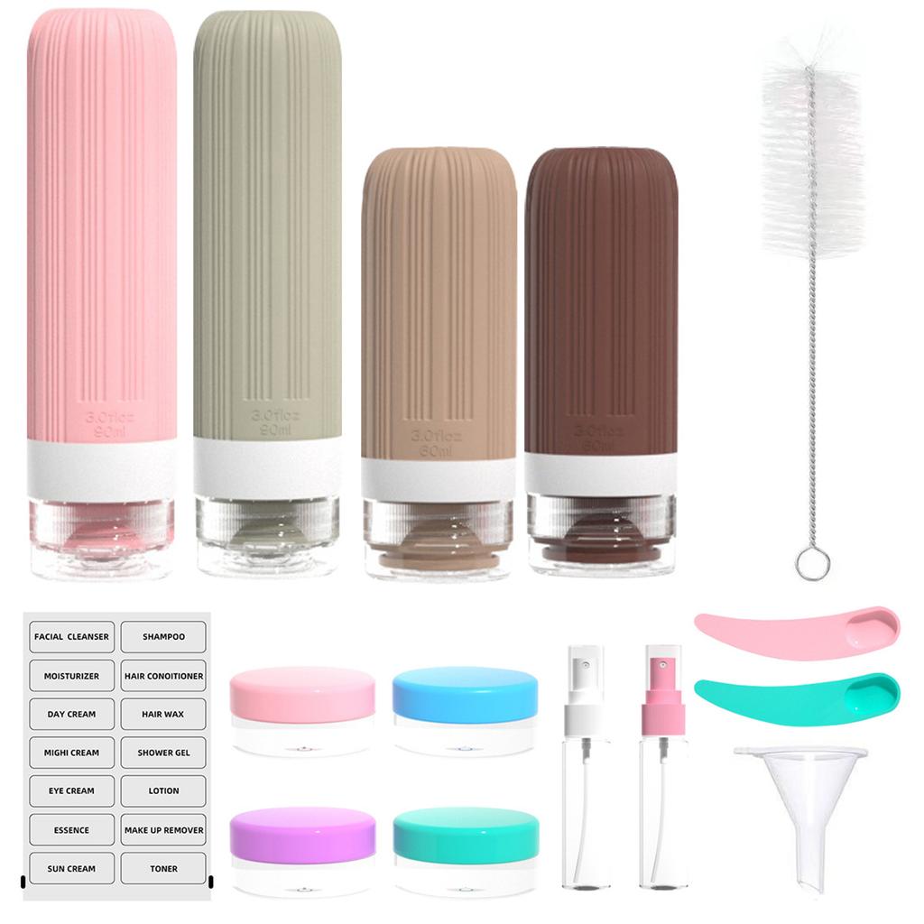 16 Pack Travel Bottles For Toiletries, Large 6oz Silicone Travel Containers Jar For Toiletries, Leak Proof Refillable Liquid Shampoo