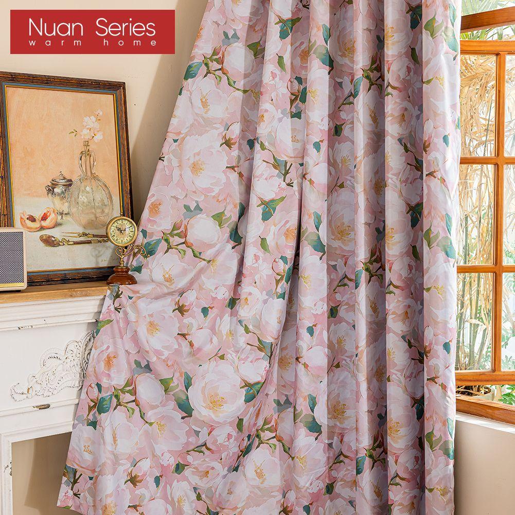 1 шт. Серия Nuan Стиль Французская Деревня Блэкаут Шторы Розовый Принт Камелии Шторы для Спальни Гостиной Балконного Окна для Домашнего Декора