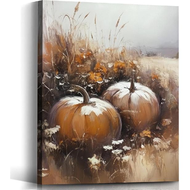 Voxitura Осенний тыквенный декор для дома, Осеннее настенное искусство на холсте, Винтажный декор стен для коттеджа и амбара, для Дня благодарения, Кухни, Рустикальные осенние картины, Изображения
