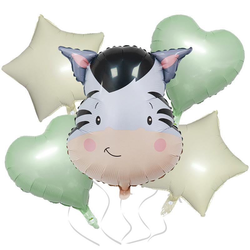 Крем Милый Ветер Животное 5-предметный Набор Корова Олень Красная Буква Набор Воздушных Шаров из Алюминиевой Фольги Украшение для Детской Вечеринки по Случаю Дня Рождения