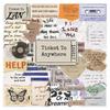 Waterproof Planner Decorative Labels 50 Pcs Vintage Torn Paper Word Fragment Stickers, English Text Decals, Old Fashioned Collage Supplies Retro