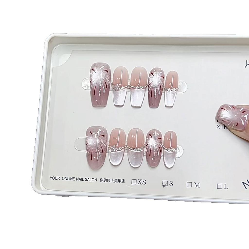 Hand-made Armor Purple Smoke Cat Eye Fireworks Blush Pure Sweet Temperament Whitening Nail Patch