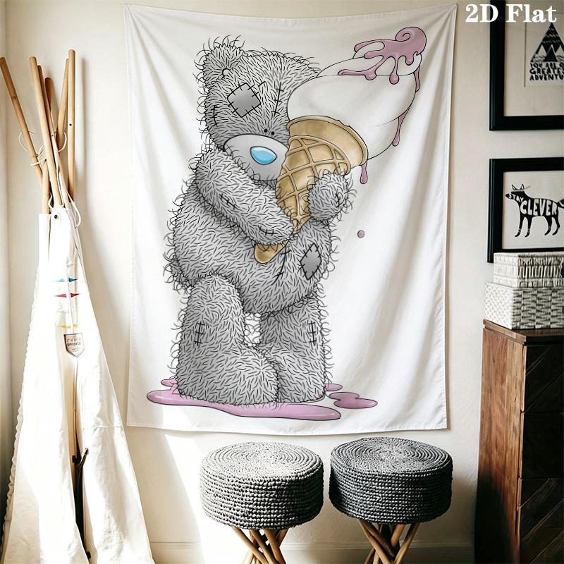 Tatty Teddy Wall Tapestry Aesthetic Wall Hanging Printed Fabric Blanket Decorative Tapestries for Bedroom Living Room Home Decor