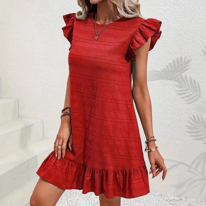 Женское летнее платье без рукавов с оборками