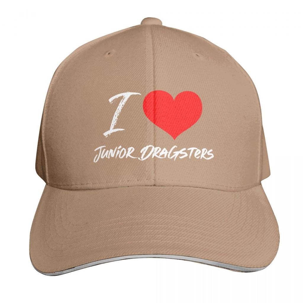 I Love Junior Dragsters Heart Racing Jr Racer Baseball Cap Snap Back Hat black Funny hats Unisex Golf Wear Womens