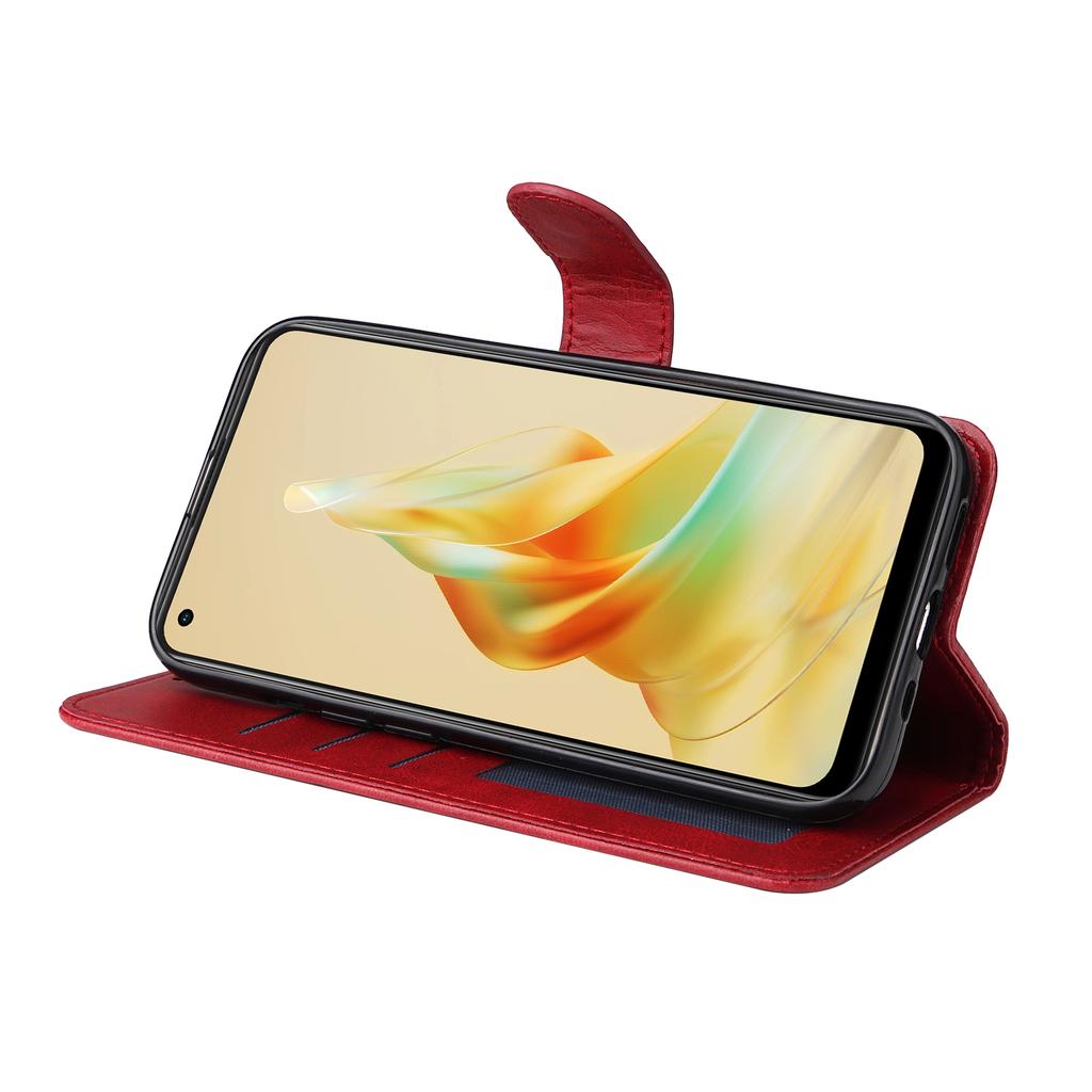 Для телефона Oppo Reno8 T 4G Кожаный чехол Текстура теленка Подставка Кошелек Защитная крышка для телефона