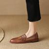 Модные НОВЫЕ Весенне-Осенние Женские Лоферы Обувь из Натуральной Кожи для Женщин Квадратный Носок Низкий Каблук Женские Туфли-Лодочки Лаконичные Ретро Мягкие Черные Туфли
