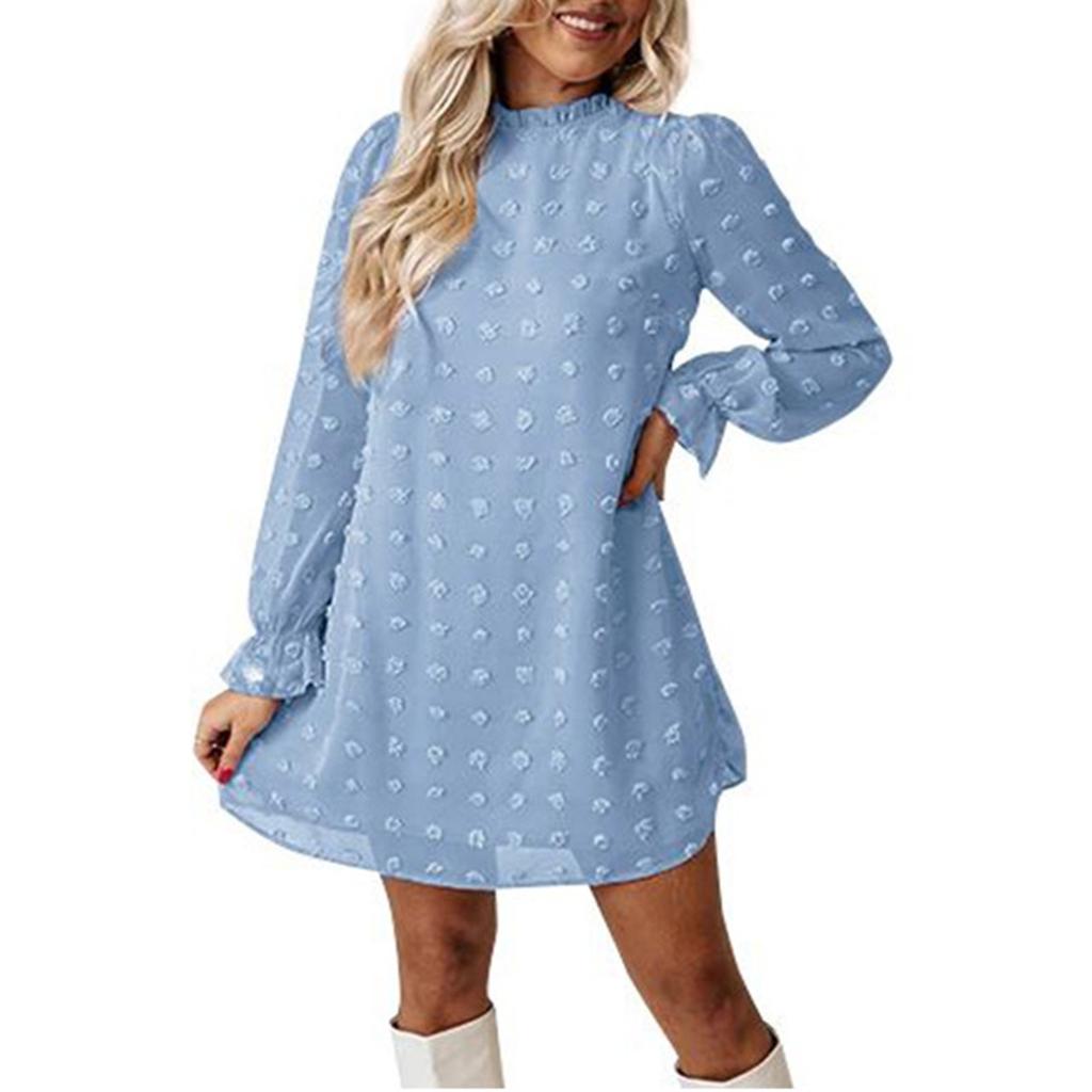 Женское модное осеннее и зимнее новое платье с кружевным воротником и длинными рукавами