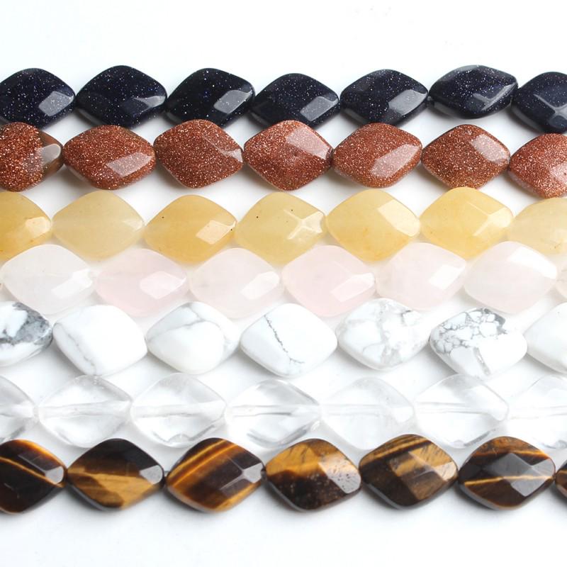 10x13 мм натуральный граненый камень ромбовидные бусины для изготовления ювелирных изделий DIY браслет 16 шт. бусины