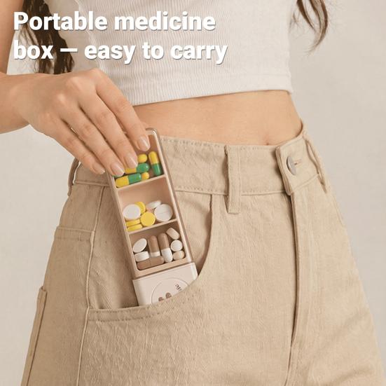 Mini Pill Box with Three Independent Grids and Cutter Slot Moisture-Proof Seal