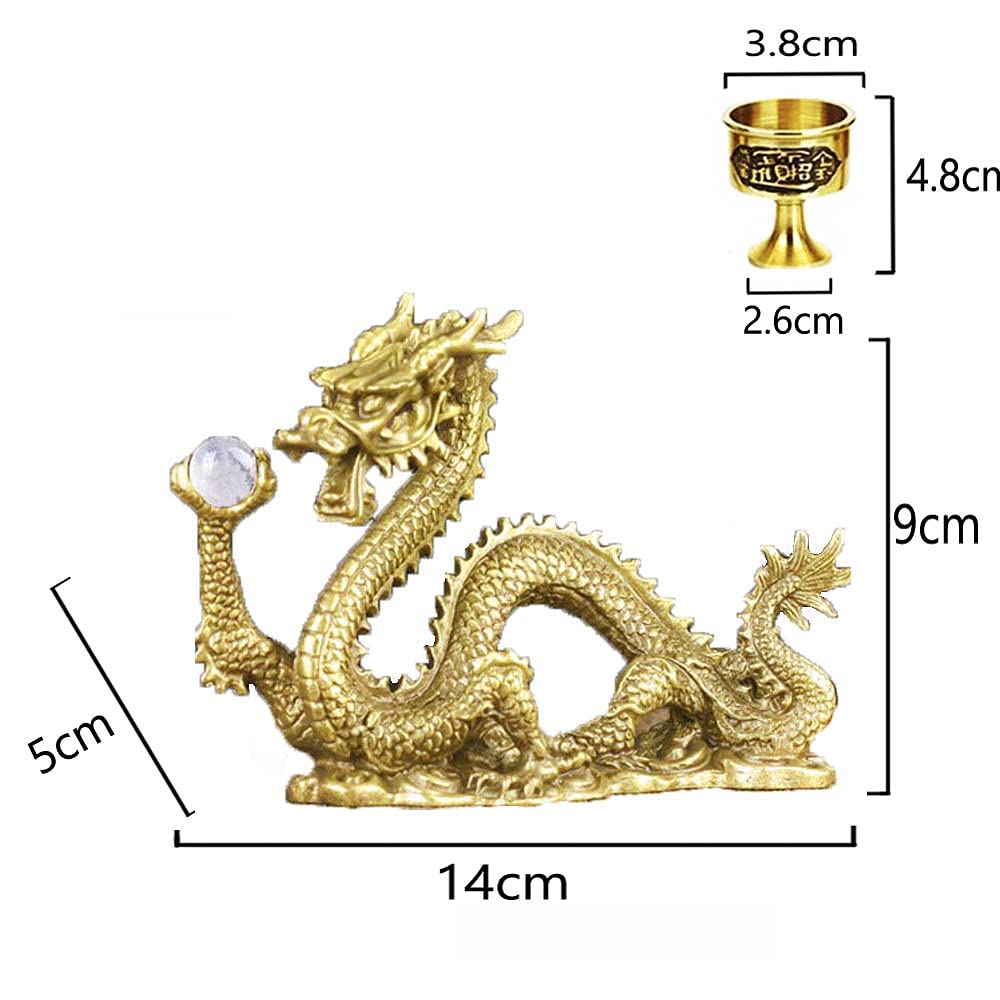 Gold Dragon for Good Luck Dragon Gold Dragon with Crystal Ball 15mm Crystal Gold Dragon Five Claws Dragon and Water Cup Set Dragon and Water Cup