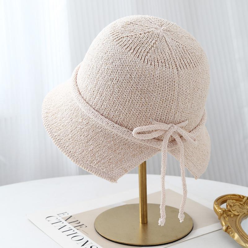 Women S Shiny Ice Silk Knit Bucket Hat Short Brim Adjustable Sun Hat