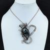 Подвеска Larvikite, медная проволочная обернутая подвеска, подвеска с драгоценным камнем в виде кролика, подвеска ручной работы, дизайнерские медные украшения, элегантная подвеска, подарки для нее