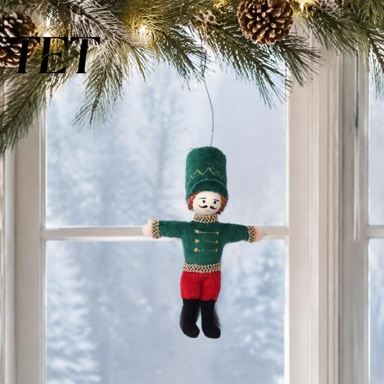 Fabric Nutcracker Pendant Christmas Ornament, Handmade Stuffed Soldier Decoration, Easy to Hang Ornament Xmas Tree Hanging Decor Pendant, Party