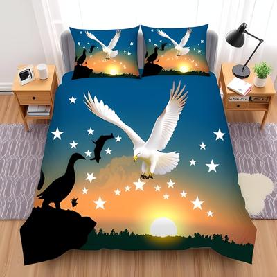 Мягкий Комплект Пододеяльников Eagle Nature Вдохновленный Постельное Белье с Мягкими Туманными Облаками Подходит для Детей Детей Детей плюс Взрослых Людей, Мягкий Теплый плюс