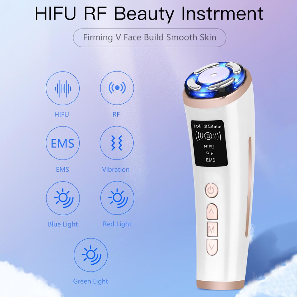 4-In-1 Face Massager Facial Lifting Device HiFu Ultrasound RF EMS Vibration Facial Beauty Device Face Neck Lifting Tightening Anti Wrinkle Skin Care
