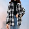 Винтажная клетчатая рубашка с длинным рукавом для женщин, осенний корейский свободный крой, кардиган средней длины, топ