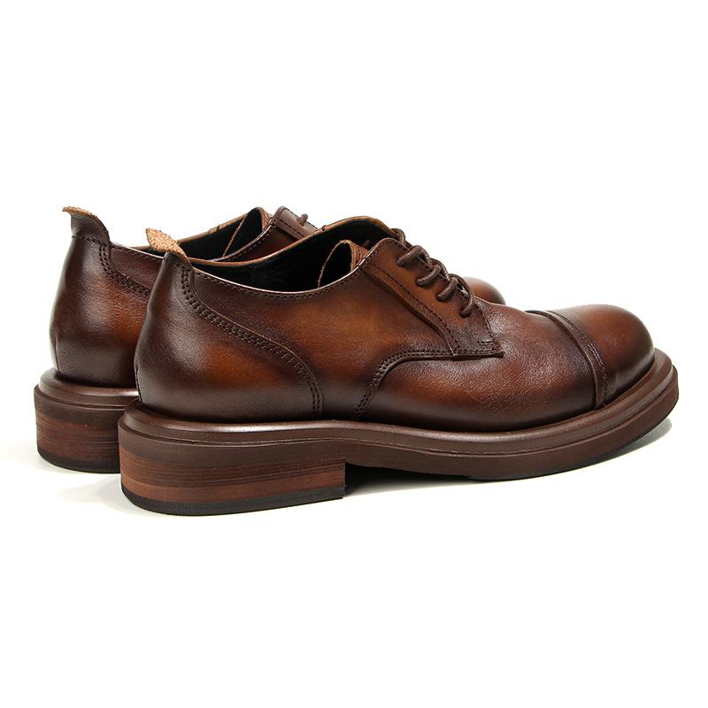 66-3 Британские трехсоставные кожаные туфли Ретро-мода, отполированные вручную и старые мужские туфли, повседневные туфли на платформе из коровьей кожи первого слоя
