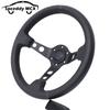 Black Edition 13inch 330mm Genuine Leather Racing Steering Wheel Deep Dish Car Sport Steering Wheel