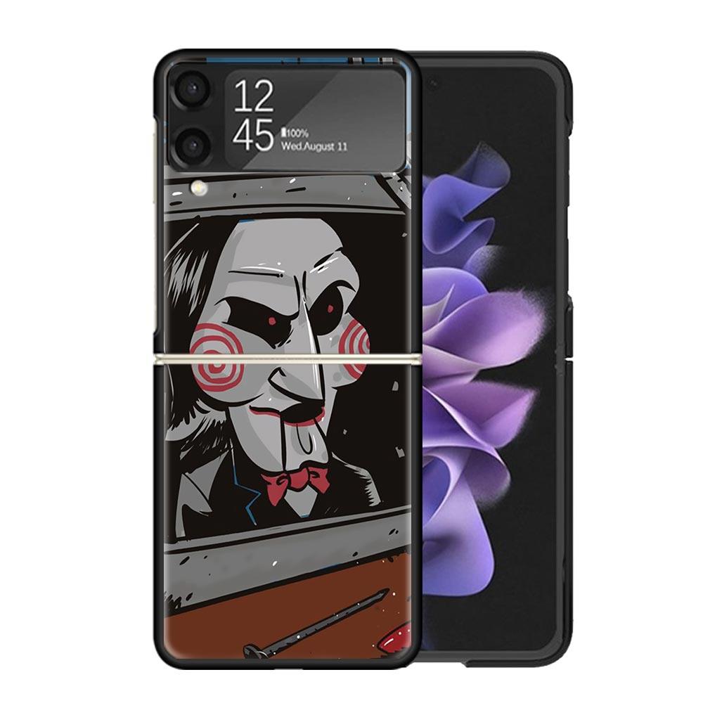 The Jigsaw Killer Horror Clear Phone Case For Samsung Z Flip 7 6 5 4 3 Galaxy ZFlip7 ZFlip6 ZFlip5 ZFlip4 ZFlip3 5G Print Cover