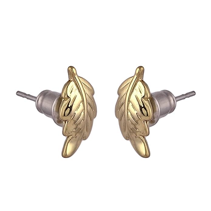 Позолоченные серьги-гвоздики Estele Lone Leaf для девочек