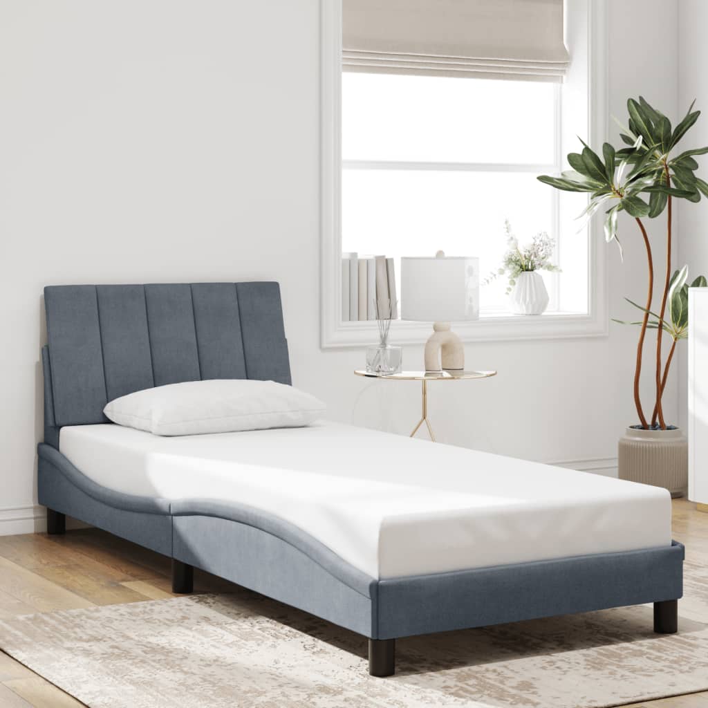 Vidaxl Rama Łóżka Z Led, Ciemnoszara, 90X200 Cm, Aksamitna