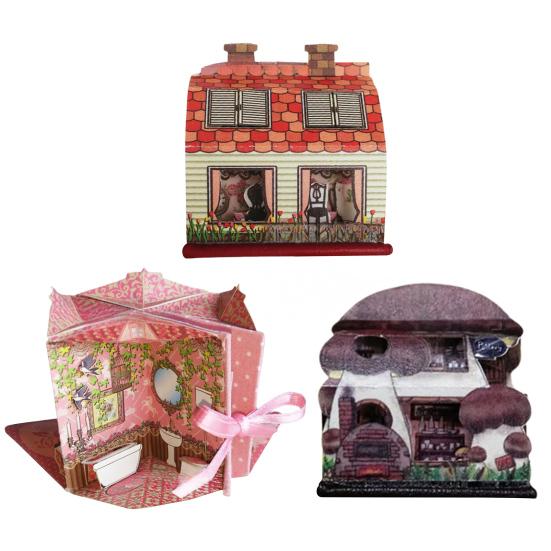 1:Домик из крошечных книг в масштабе 1/12, складное миниатюрное украшение со скрытой диорамой внутри, ручной работы, реалистичный мини-книжный декор для кукольных домиков, декор для книжной полки