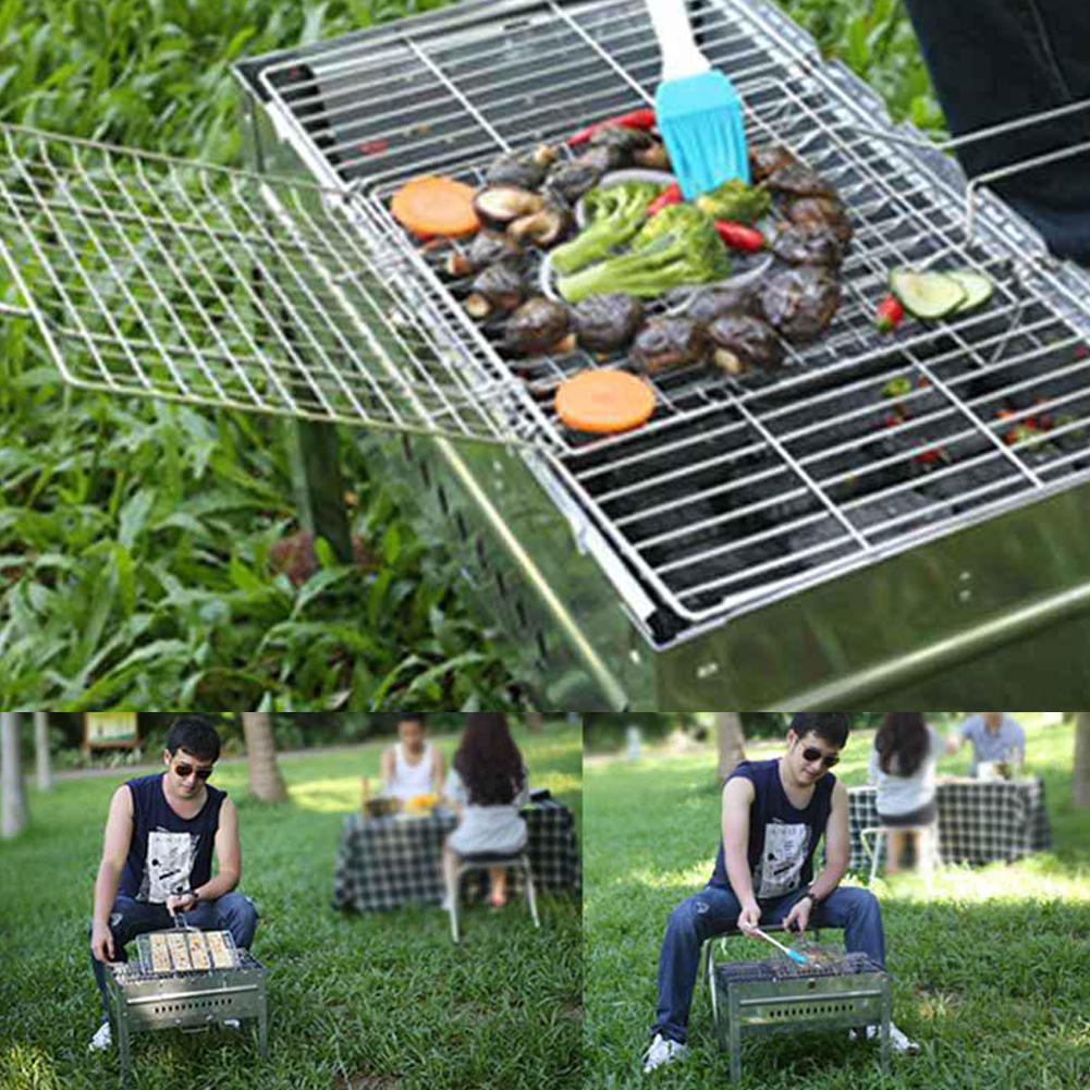 Barbecue Basket Stainless Steel Detachable Folding Square Grill For Roasting Fish Shrimp And Kabob Vegetables On The Stove
