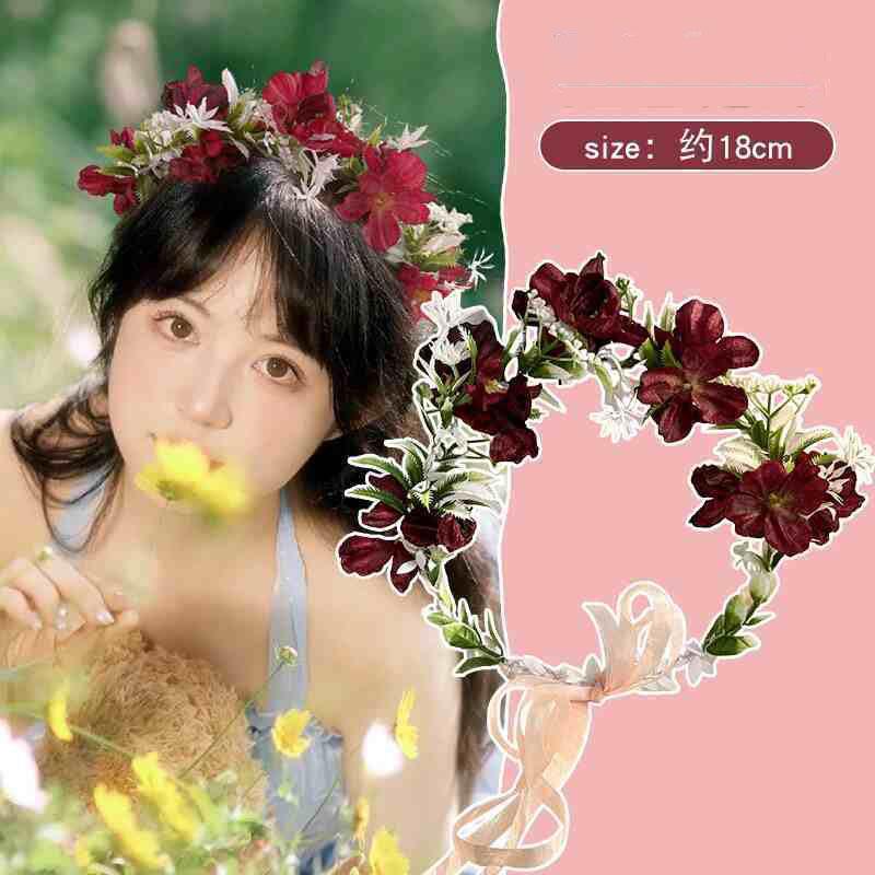 Flower Garland Headdress, Princess Forest Hair Headband, Flower Girl Dress, Wedding Headdress, High Beauty Headband, Hair Accessory