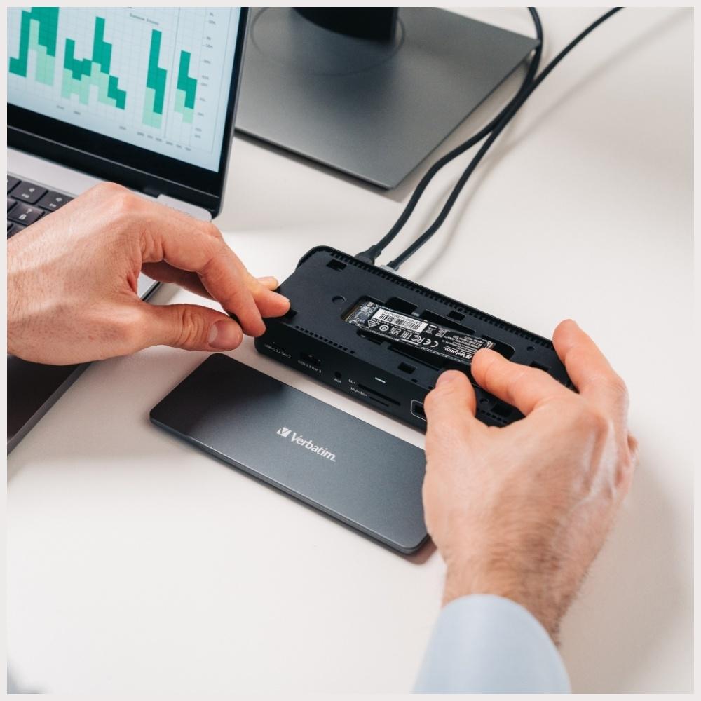 Verbatim Usb-C Pro 15-In-1 Docking Station For Computers 2Xhdmi 1Xrj45 1Xusb-C