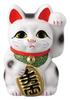 Lucky Cat X X 13cm White Oval Cat 4 Welcoming Left Hand Pottery Tokoname Ware Made In Japan Ale-net Maneki-neko 9.5 8.5 (H) No.