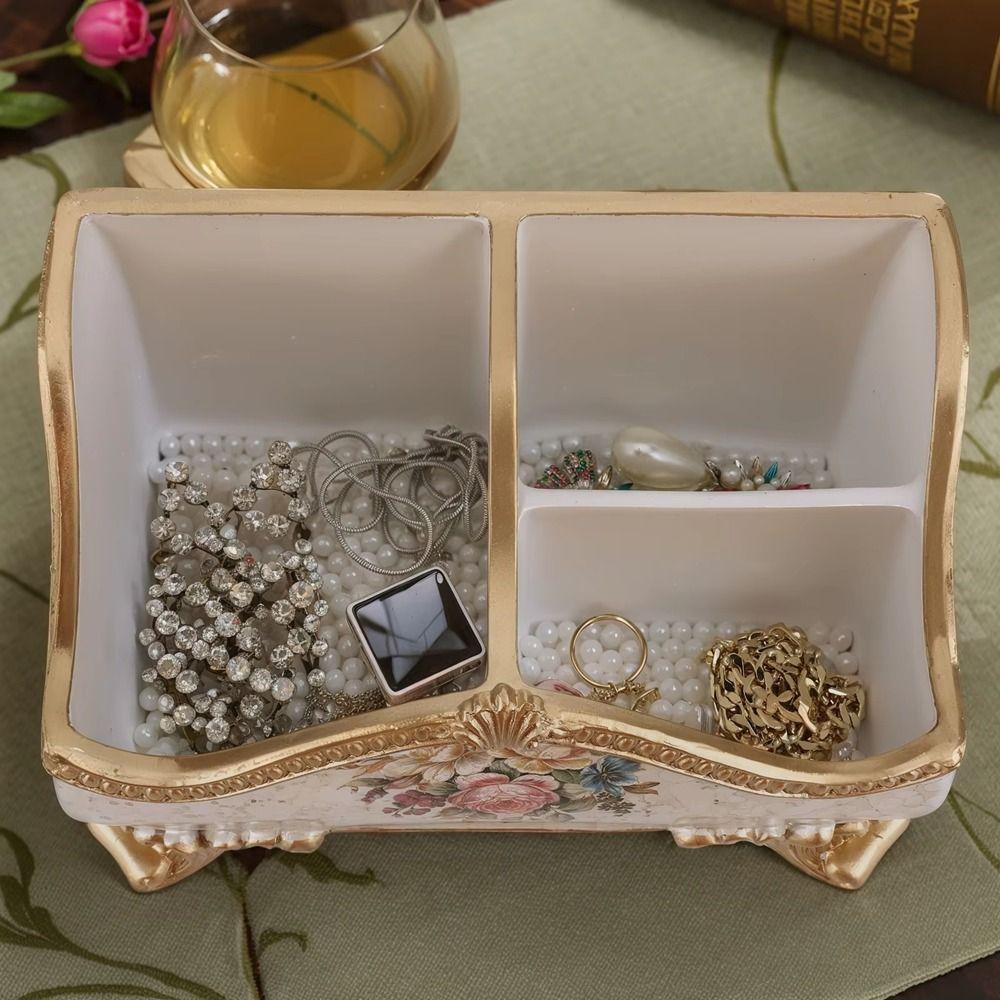 3 Compartment Remote Control Box Resin Desktop Storage Box Home Decoration