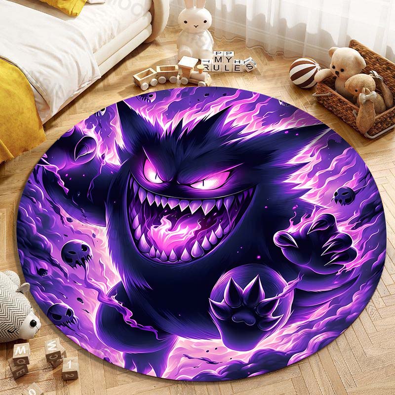 5 Размеров Pokemon Gengar Печать Круглый Ковер Гостиная Спальня Стол и Стул Диван Декоративный Ковер Игровой Коврик Подарок