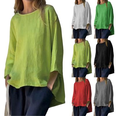 Женские однотонные рубашки с длинным рукавом, повседневные рубашки с воротником, свободные блузки, топы