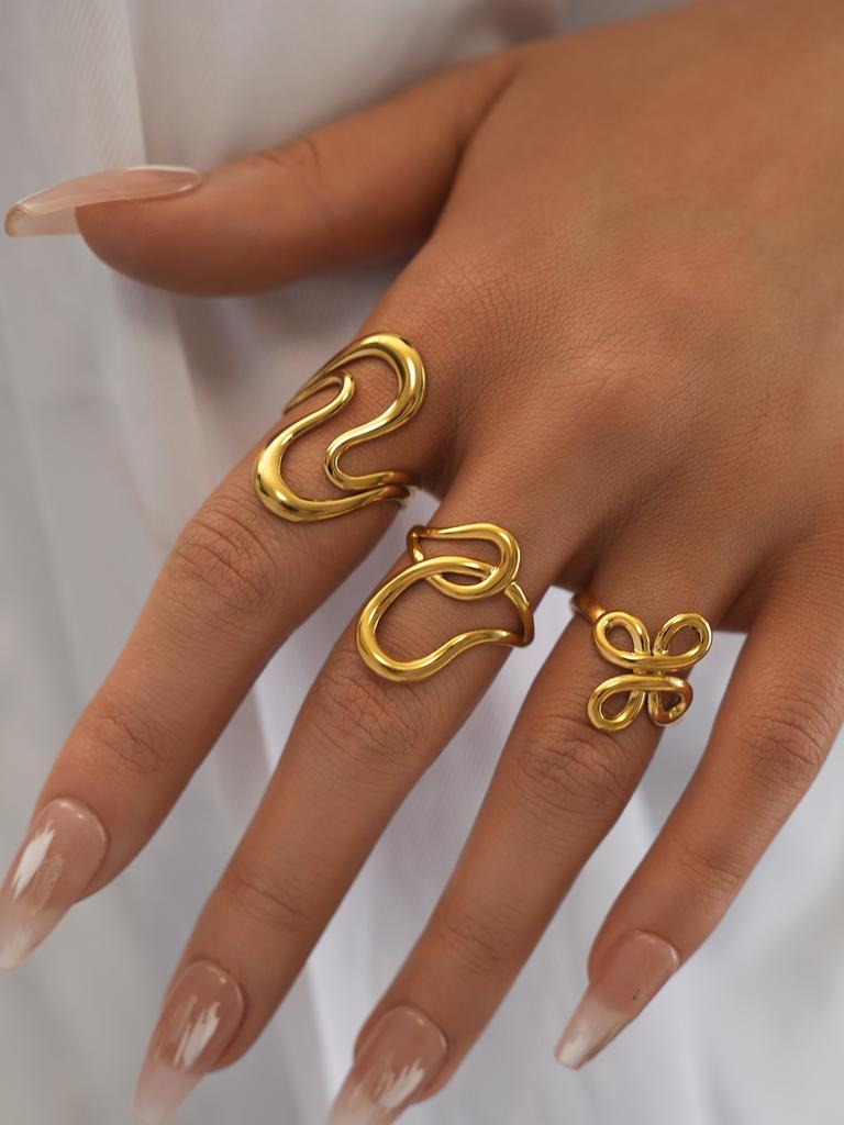 Stainless Steel Gold Color Rings for Women Men 2025 Colorfast Popular Party Personalized Exaggerated Charms Jewelry Gifts