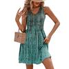 Женское летнее модное повседневное плиссированное платье без рукавов с v-образным вырезом и градиентным принтом