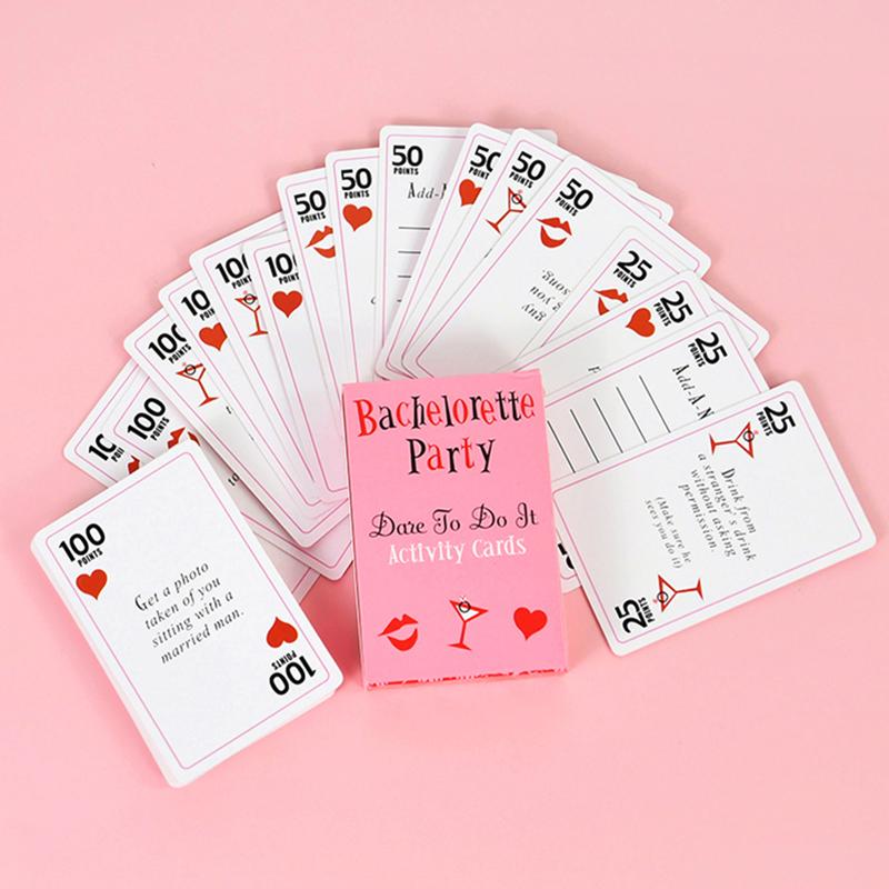 52Pcs Bachelorette Party Dare Card Funny Game Card Girl Hen Night Party Bar Supplies Wedding Bridal Shower Gift Decoration Favor